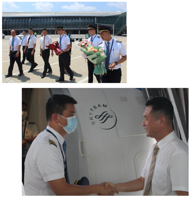 南宁机场副总经理苏文辉热情迎接厦门航空公司机组成员