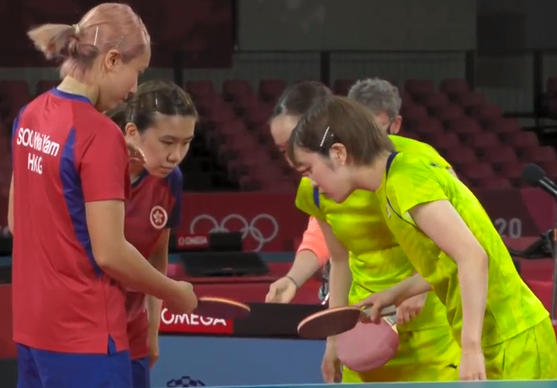 东京奥运会日本女乒压着中国香港女乒打