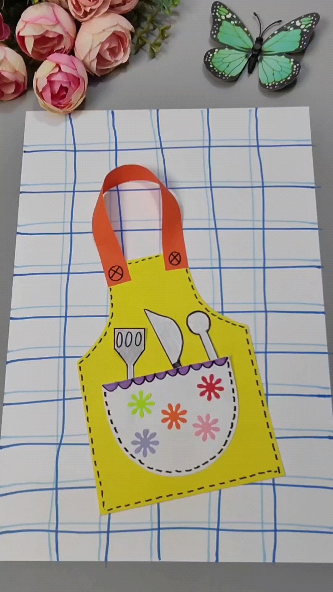 五一劳动节主题手工画,漂亮的围裙