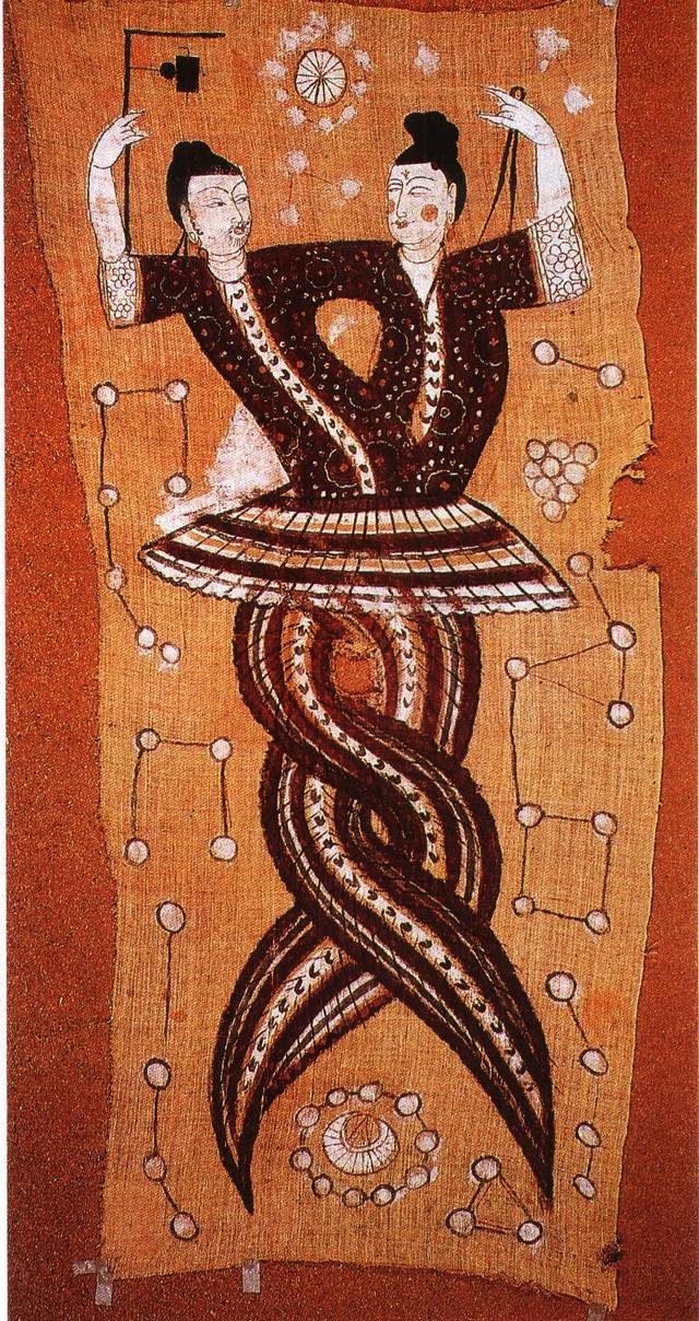 女娲伏羲图和DNA螺旋图片