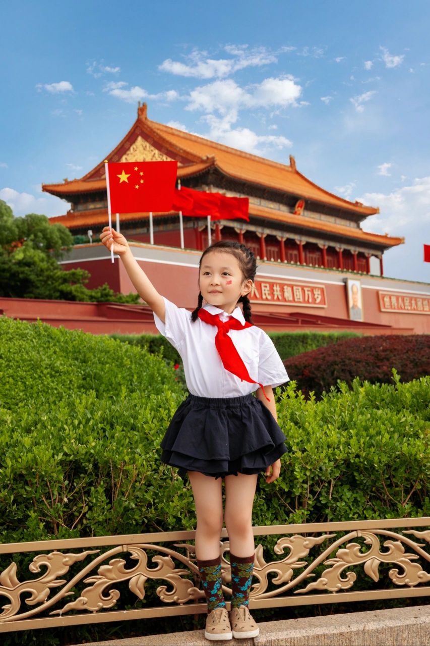 天安门跟拍|不到10元一张的天安门合照 城楼国徽高悬,金碧辉煌; 广场