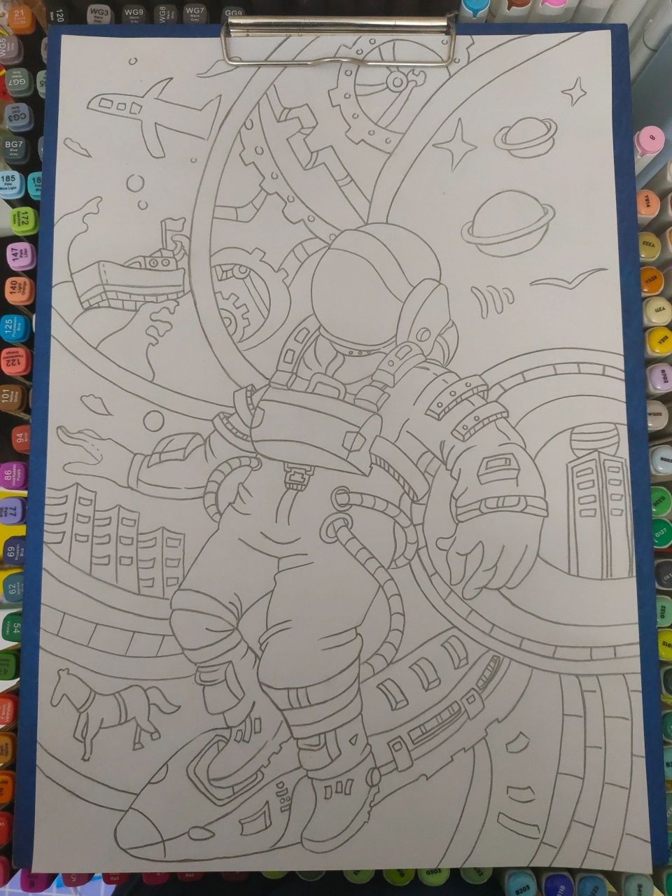 马克笔手绘|科幻画3|马克笔装饰画|手绘 今天又来分享科幻画咯~ 最近