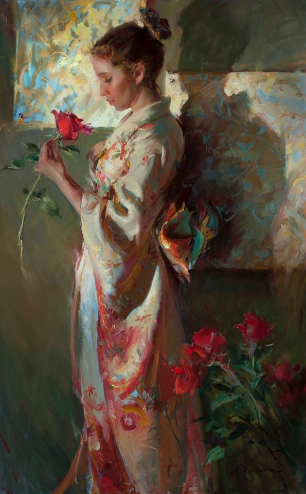 充满色彩,自由,深度的笔触的人物肖像油画作品