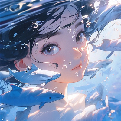 水下女孩治愈动漫头像_手绘水下女生头像图片