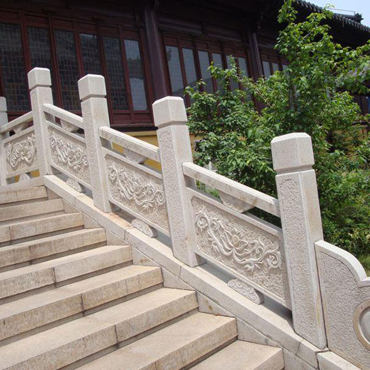 河道边石护栏安装 市政河道石栏杆定制加工