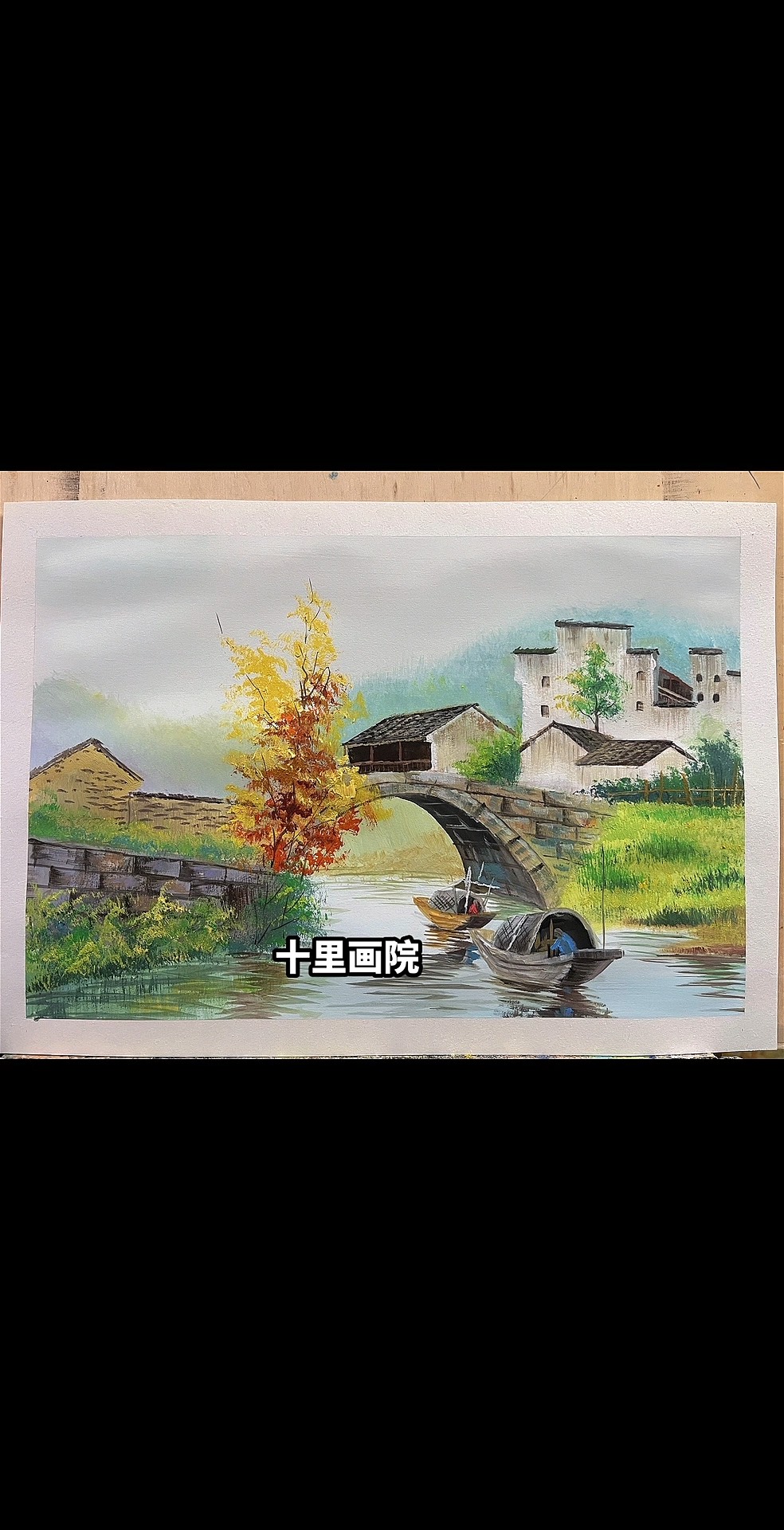 徽派建筑油画作品图片