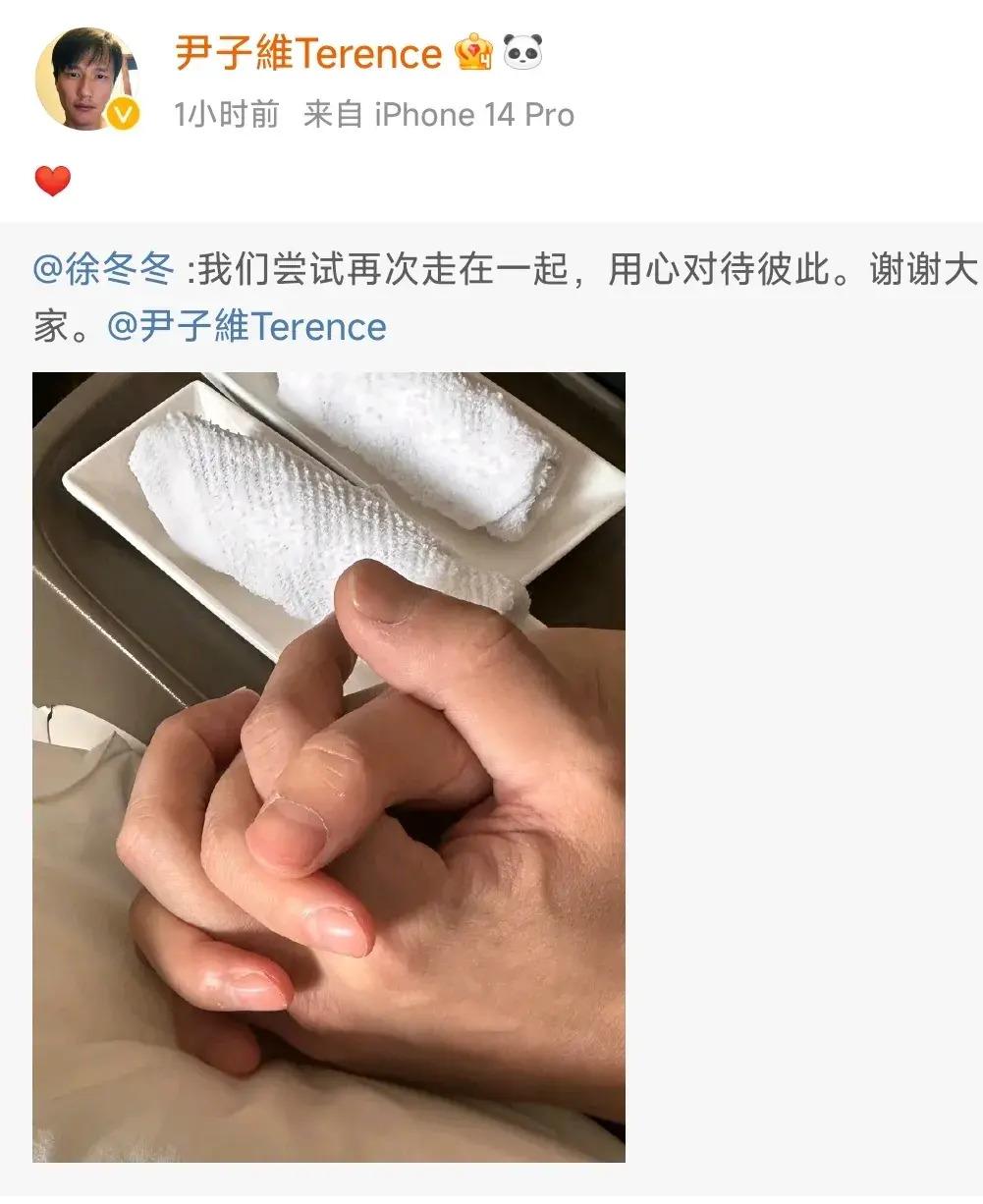 徐冬冬尹子维突然宣布复合!酒店同居十指紧扣,好马又吃回头草