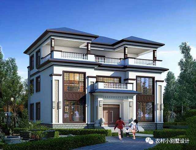 2023年流行新中式自建房,16款三层新中式农村别墅,建一栋传三代