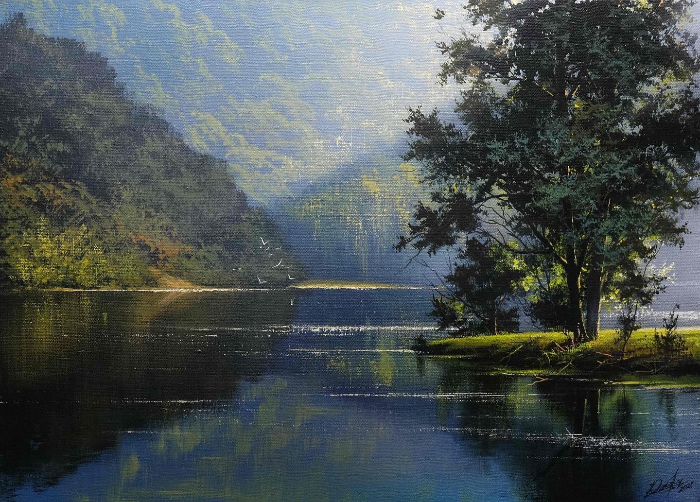 "光影大师"维克多的丙烯风景画作品,值得欣赏!转需