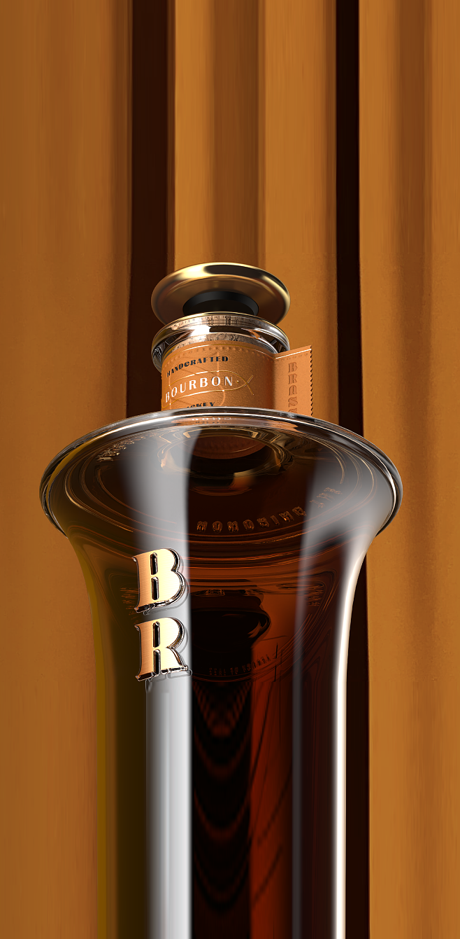 自带复古的茶色玻璃透明瓶白酒包装设计酒盒包装设计