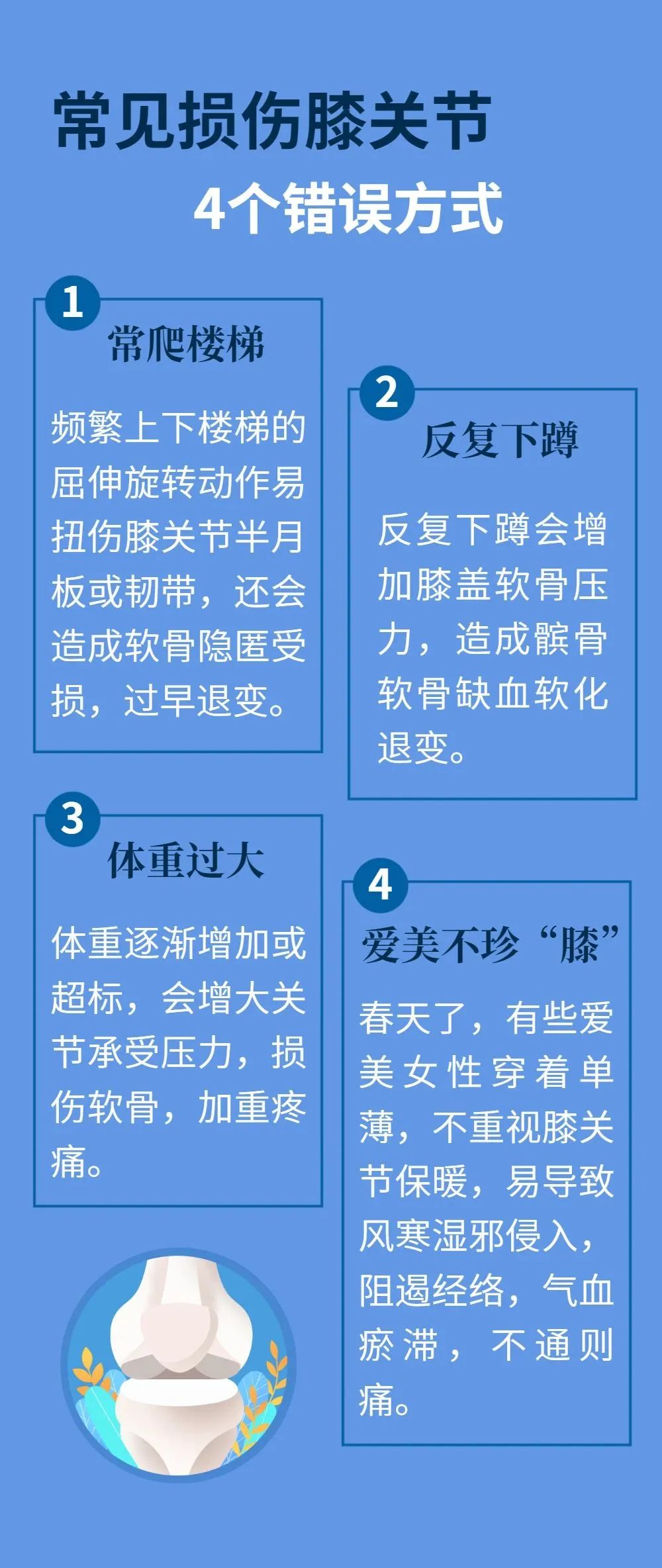 膝蓋酸脹疼痛?膝關節養護,用好這5招!