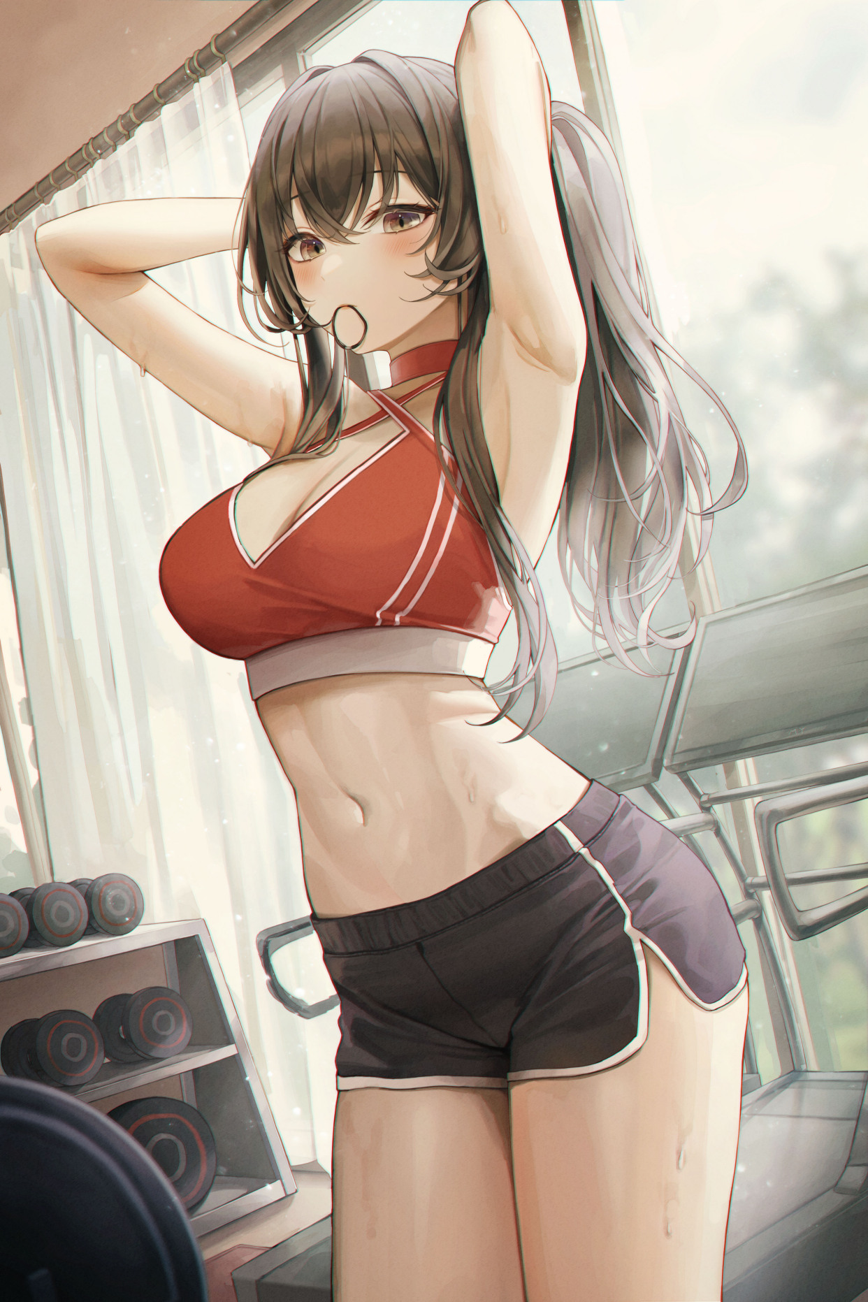 咬皮筋扎头发的动漫女孩图片大全