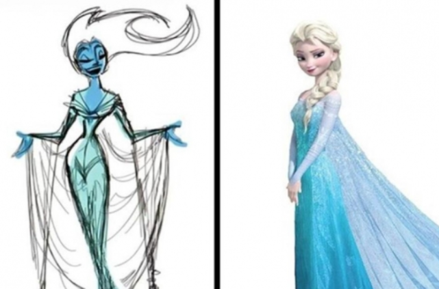 迪士尼动画人物设计原稿,海巫婆丑到离谱?艾莎原版不忍直视