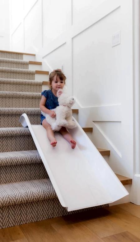 创意楼梯滑梯楼梯秒变游乐场