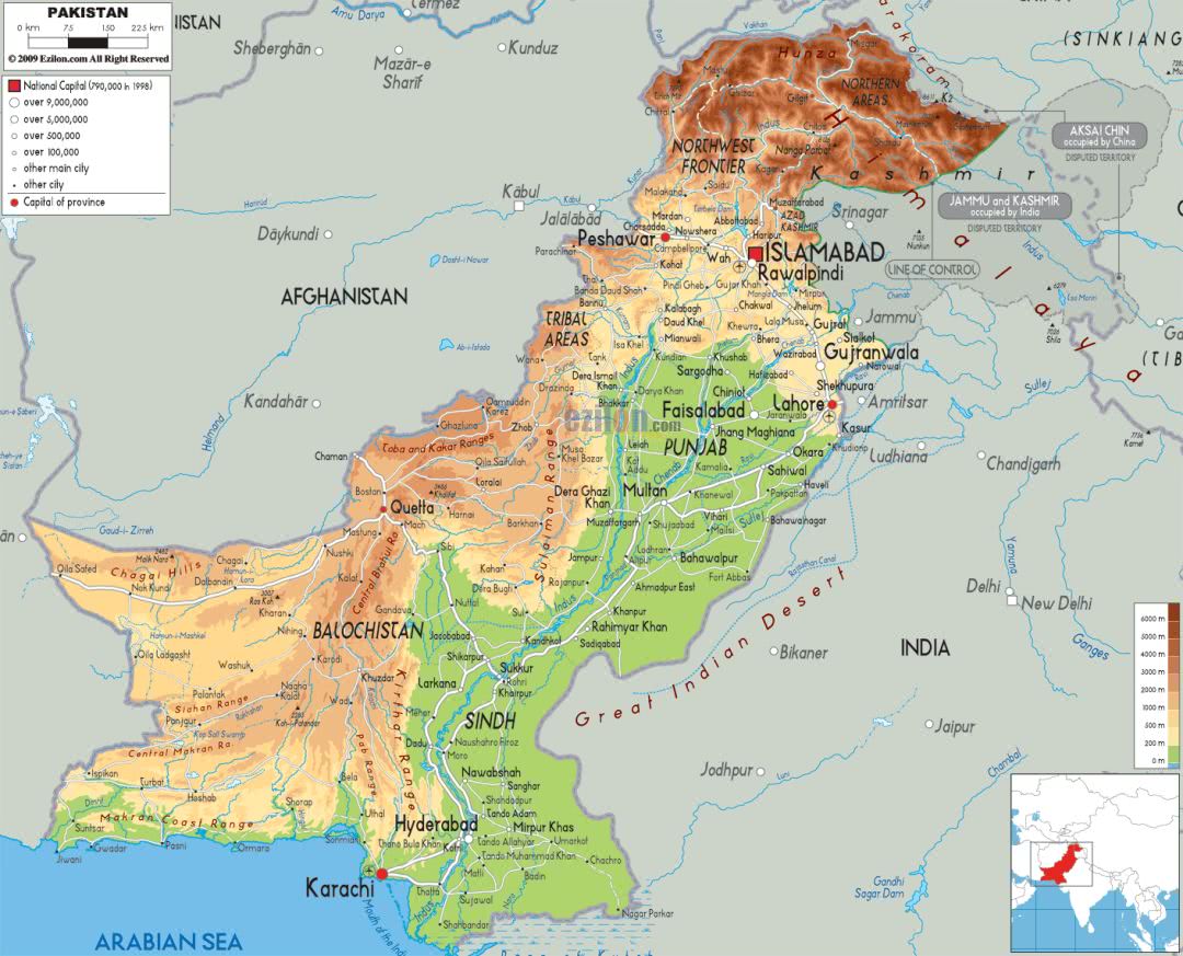 巴基斯坦等高线地形图图片