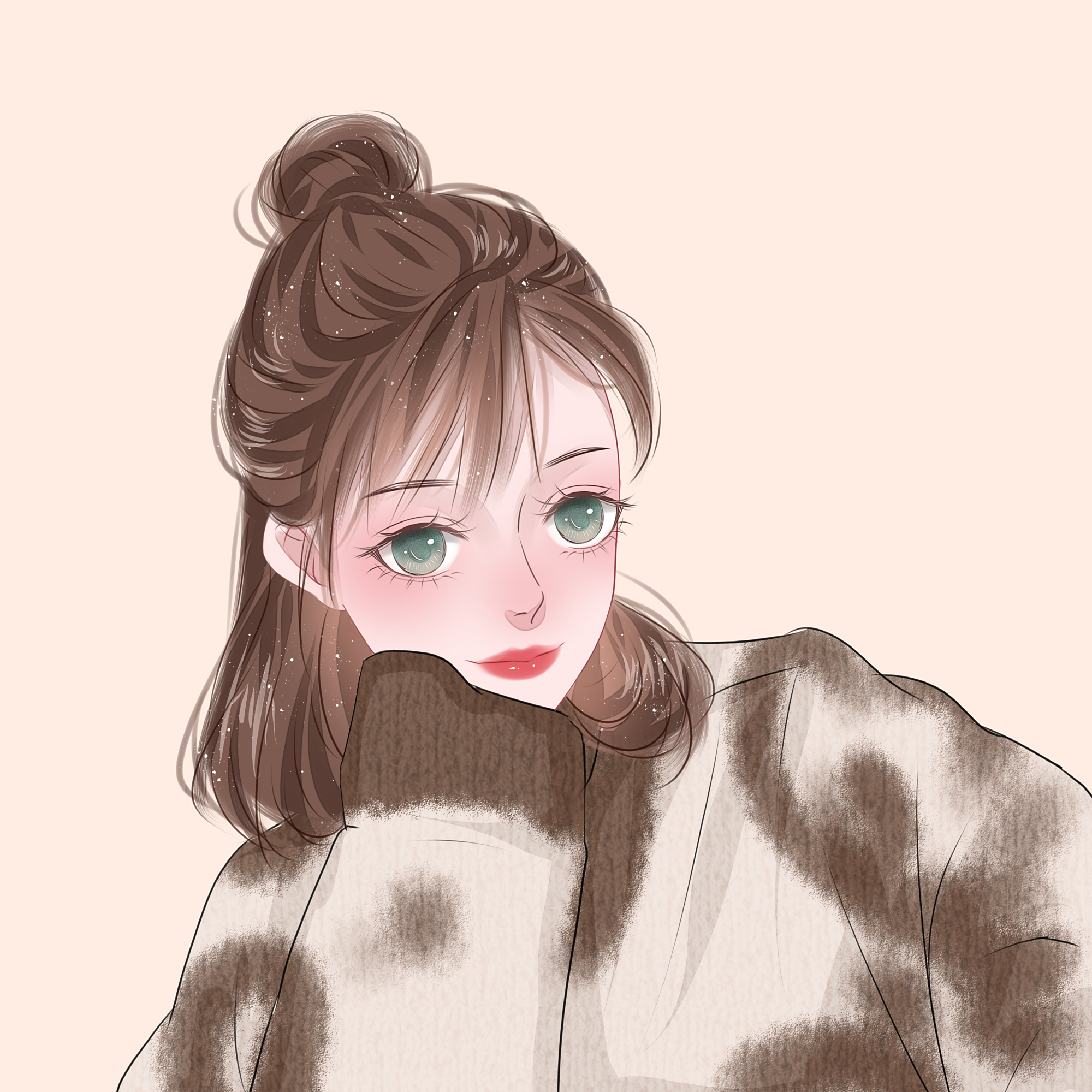 动漫手绘头像,简单面对生活,踏实过好当下,幸福总会到来