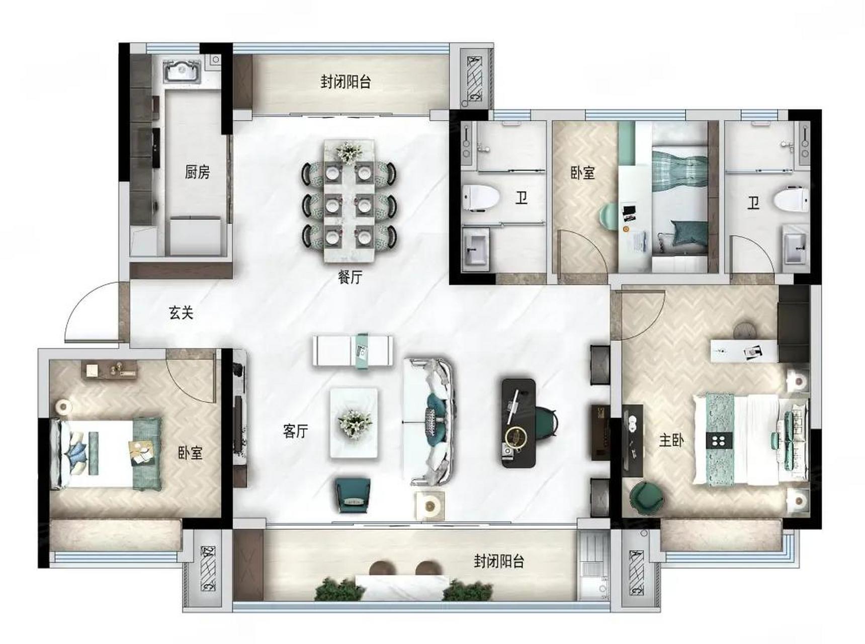 这个145平米的户型说:看着其他户型都上火!