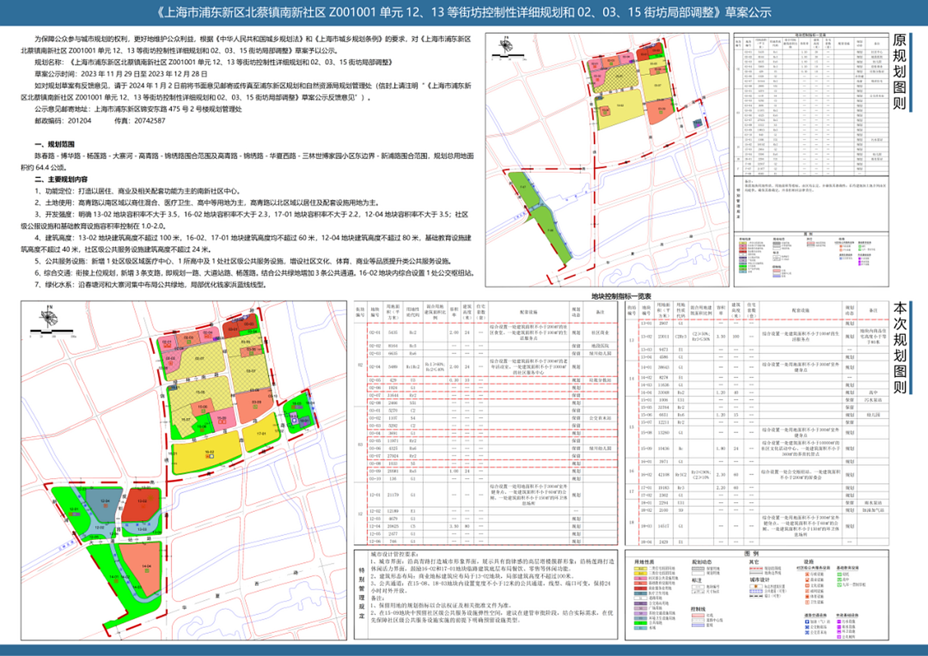 浦东新区北蔡镇南新社区z001001单元将进行控制性详细规划和局部调整