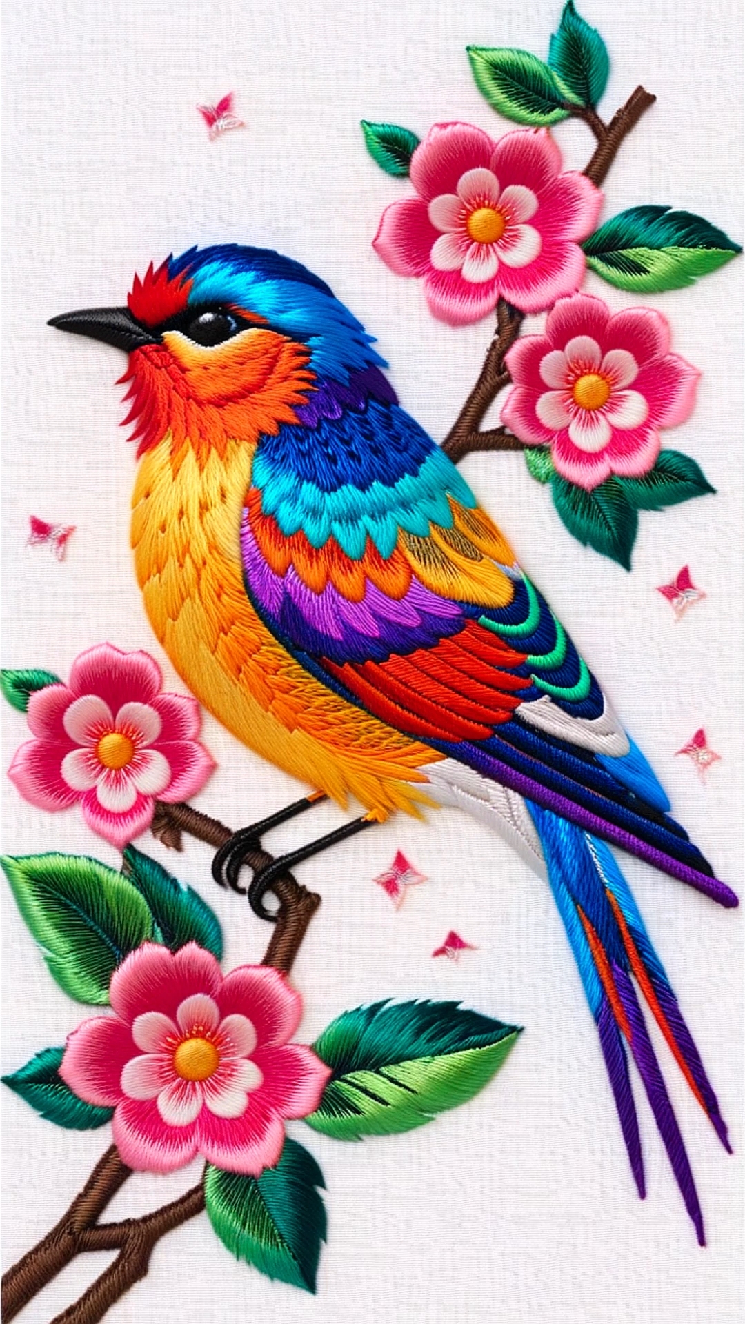 好漂亮的花鸟刺绣