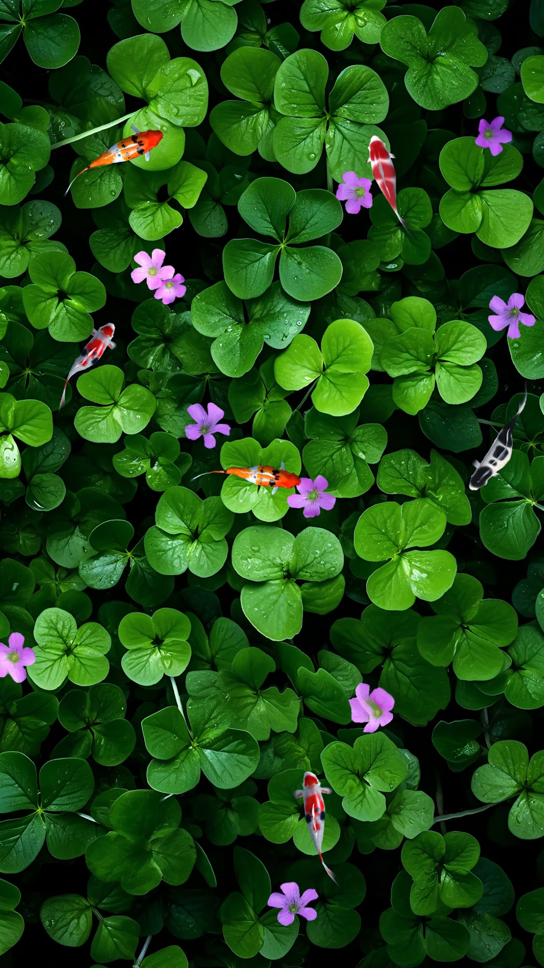 绿色养眼植物和观赏小鱼