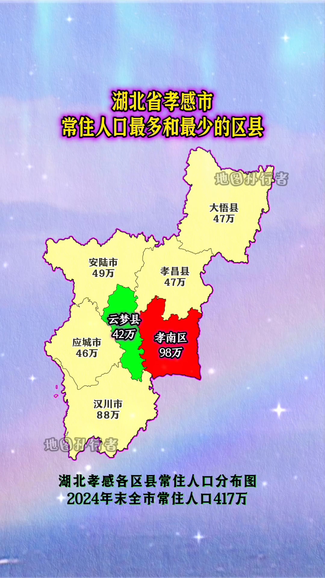 湖北省孝感市各区县常住人口分布图