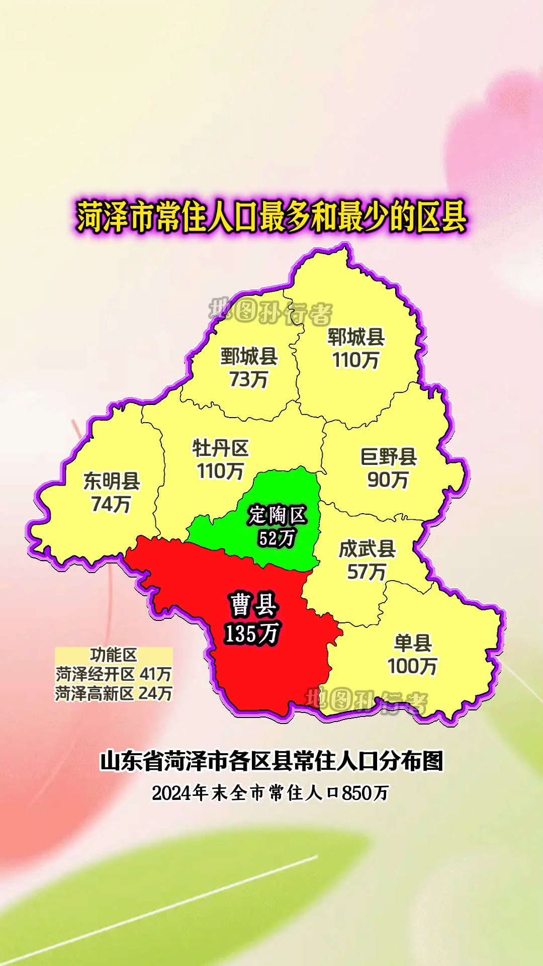 山东省菏泽市各区县常住人口分布图