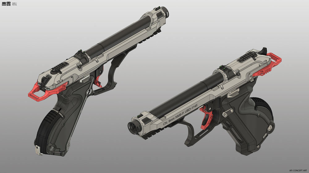 中国画家创作"水燕"科幻手枪 从艺术角度结构枪械 开拓新思路