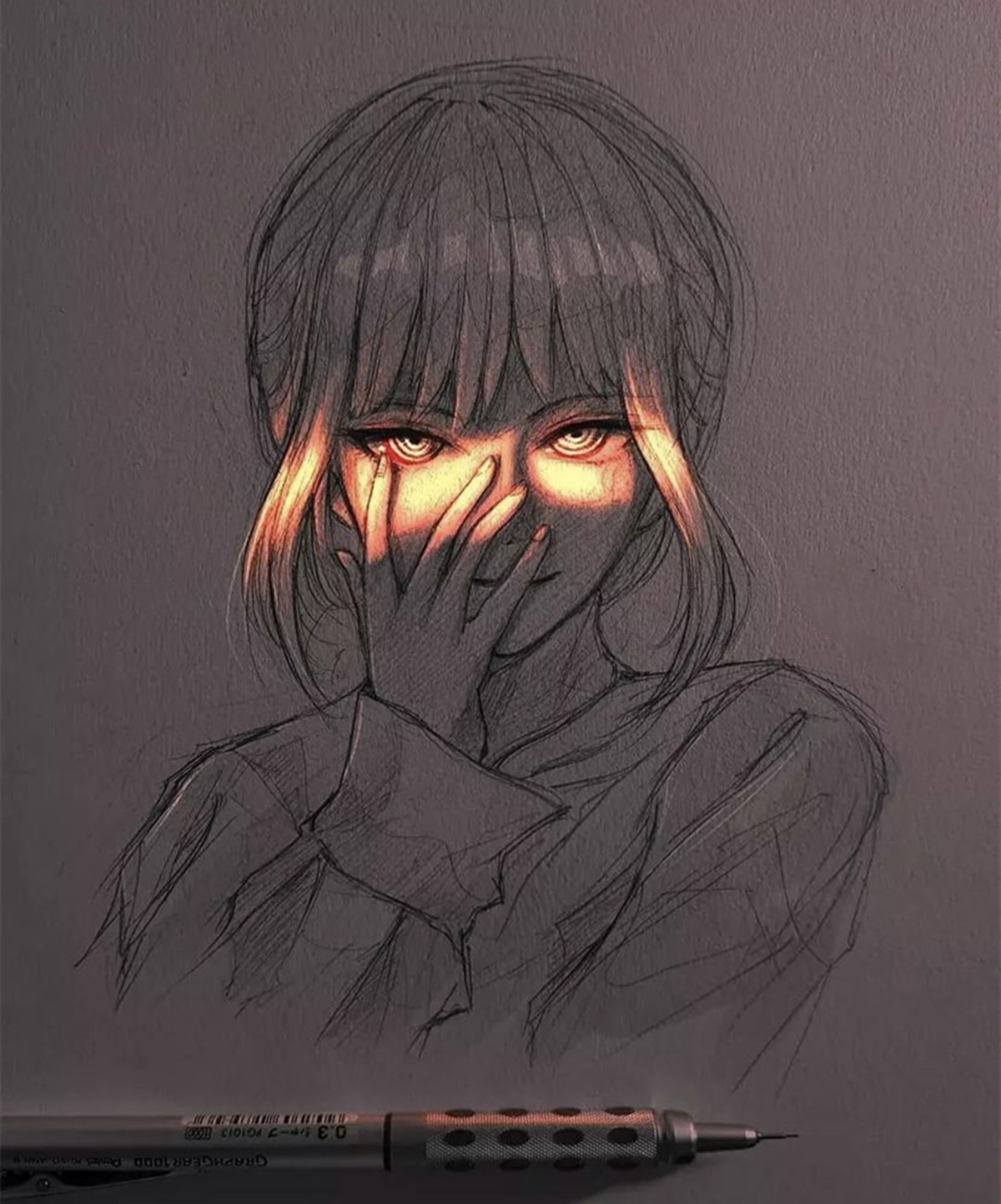 用荧光笔绘制出光照的效果,原来会画画是一件如此快乐的事情