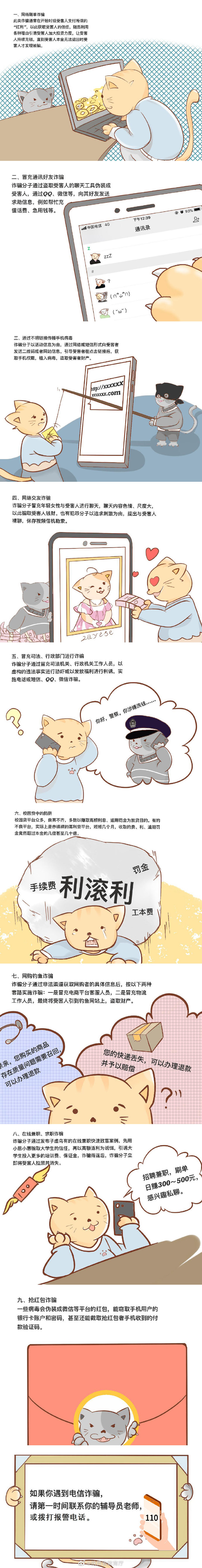 西京学子原创手绘插画  预防电信诈骗警钟长鸣