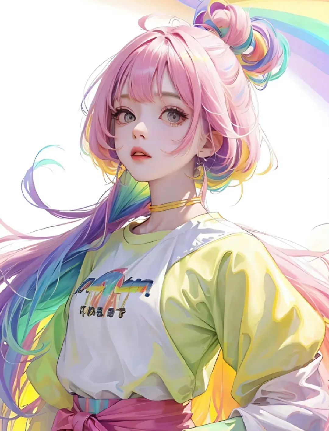 小央宝:彩虹发色的少女,可做头像!