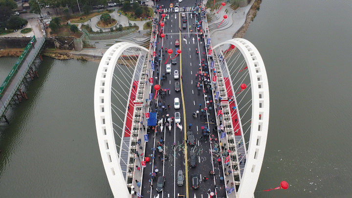 浙江诸暨,茅渚埠桥正式通车!现场太燃了!