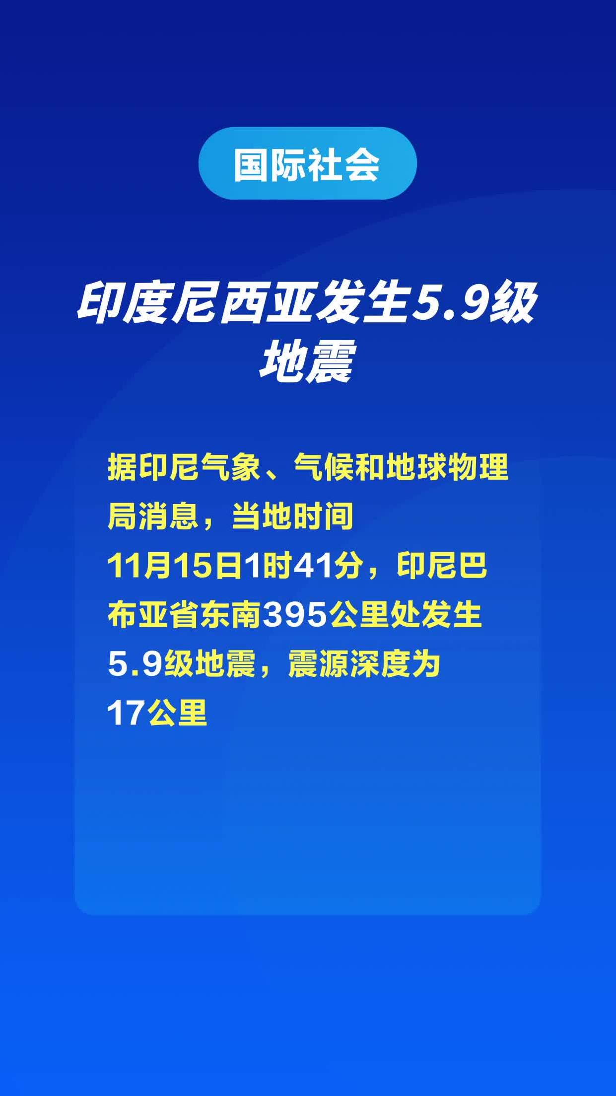 印度尼西亞發生5.9級地震