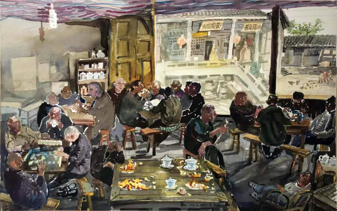 《散场后的茶馆》 80×51cm