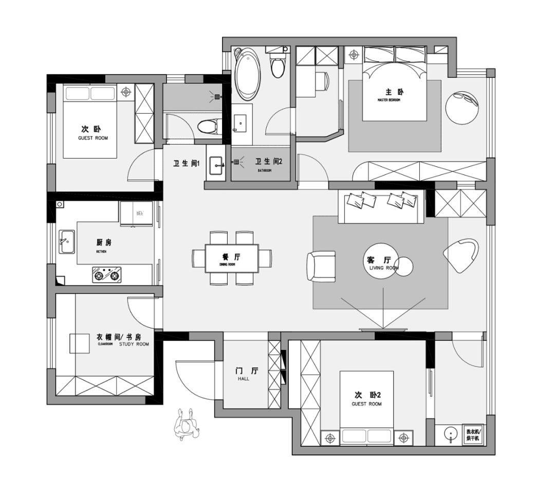 暗黑系现代风婚房 谁不想在家里要一个总统套房设计呢?