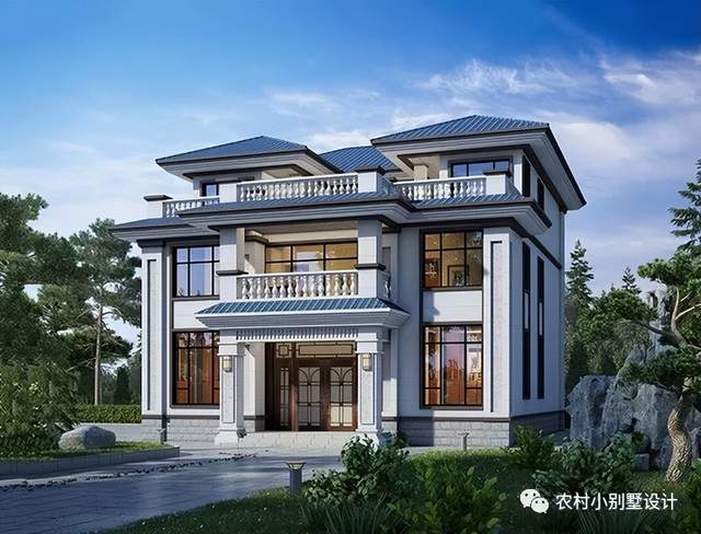 2023年流行新中式自建房,16款三层新中式农村别墅,建一栋传三代