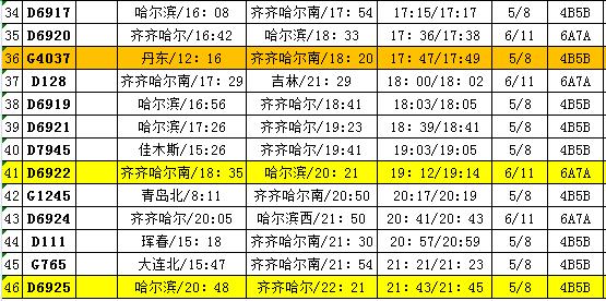 北安站火车时刻表图片