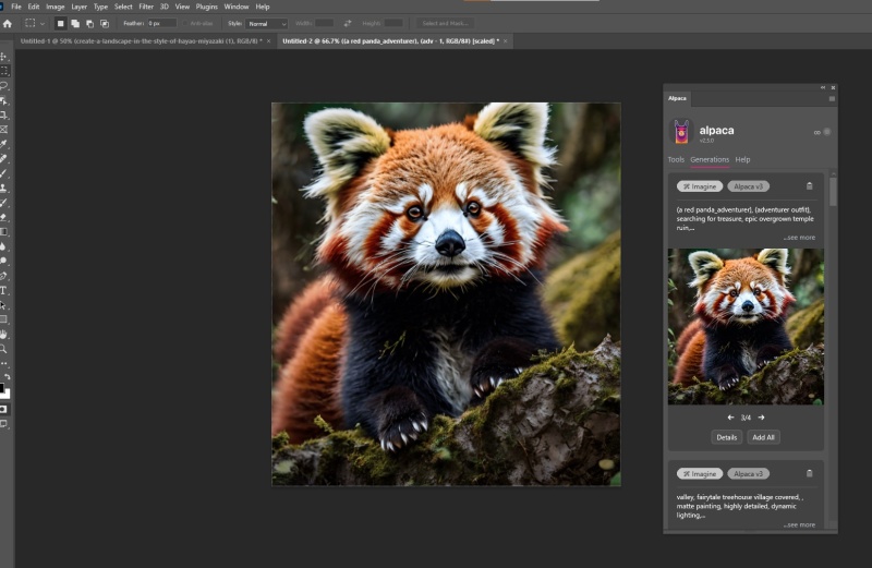 快看!ps beta超强插件alpaca ai,线稿自动上色输入文字描述超强