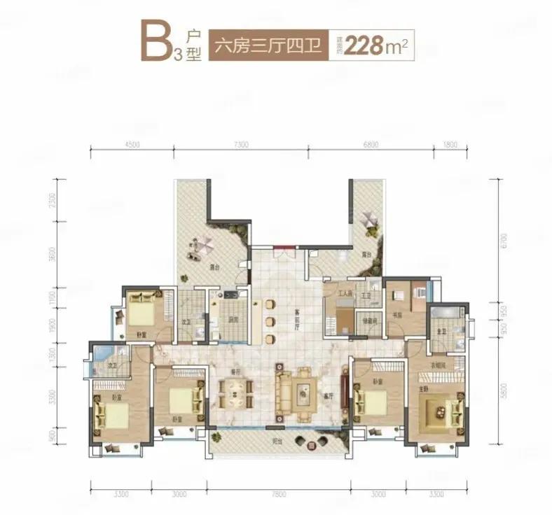特立独行的228平米户型,您觉得怎么样?