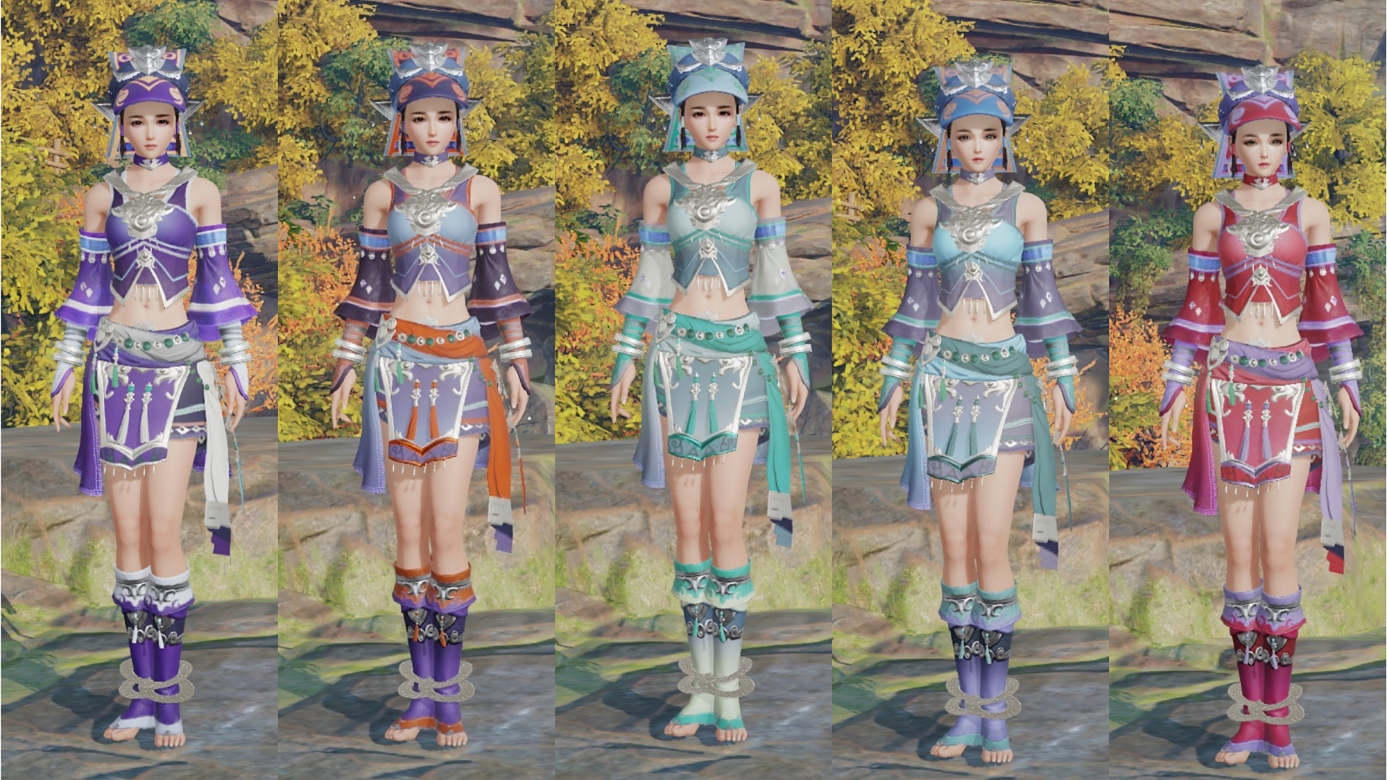 剑网3五毒成女全偏色校服一览,苗疆少女性感多姿