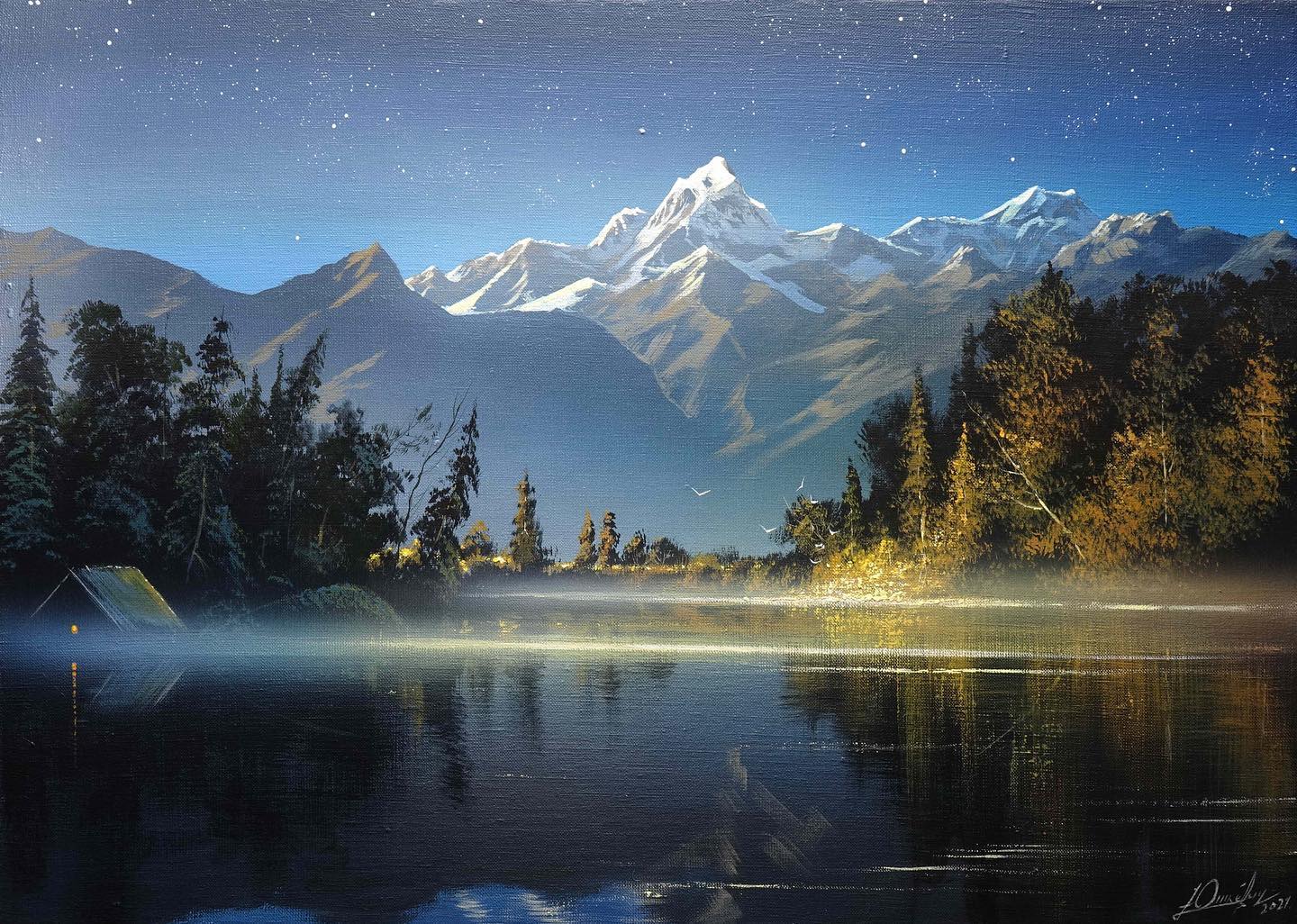 "光影大师"维克多的丙烯风景画作品,值得欣赏!转需