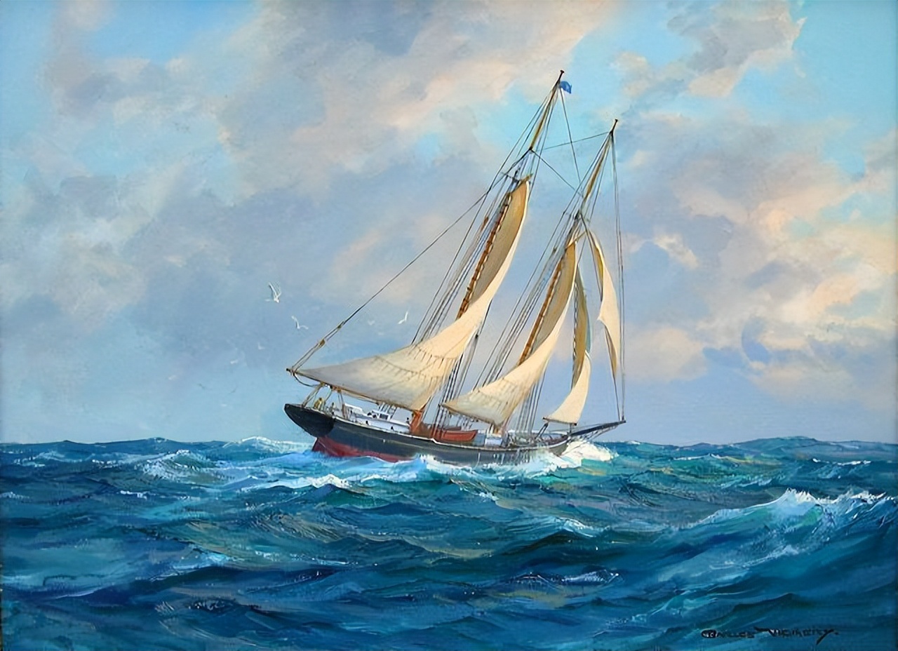 对海洋的无限热情,波澜壮阔海景油画︱美国画家charles vickery