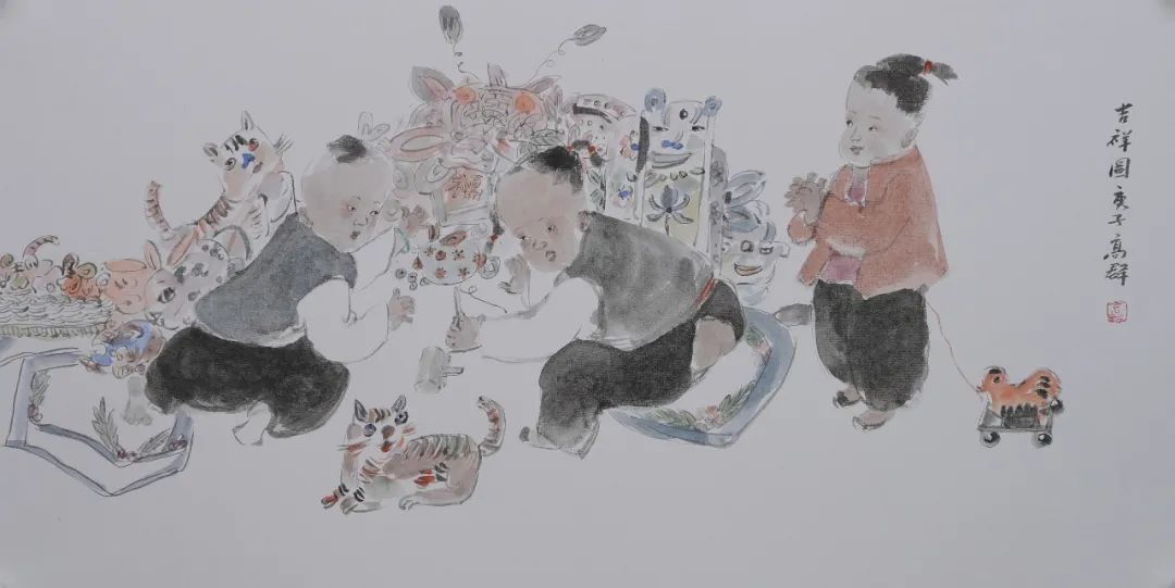 问道童子,悠悠天钧—著名画家高群婴童画作品欣赏