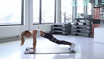 侧卧提膝卷腹使手肘与膝盖尽量靠近,平板支撑左右转髋,不要晃动