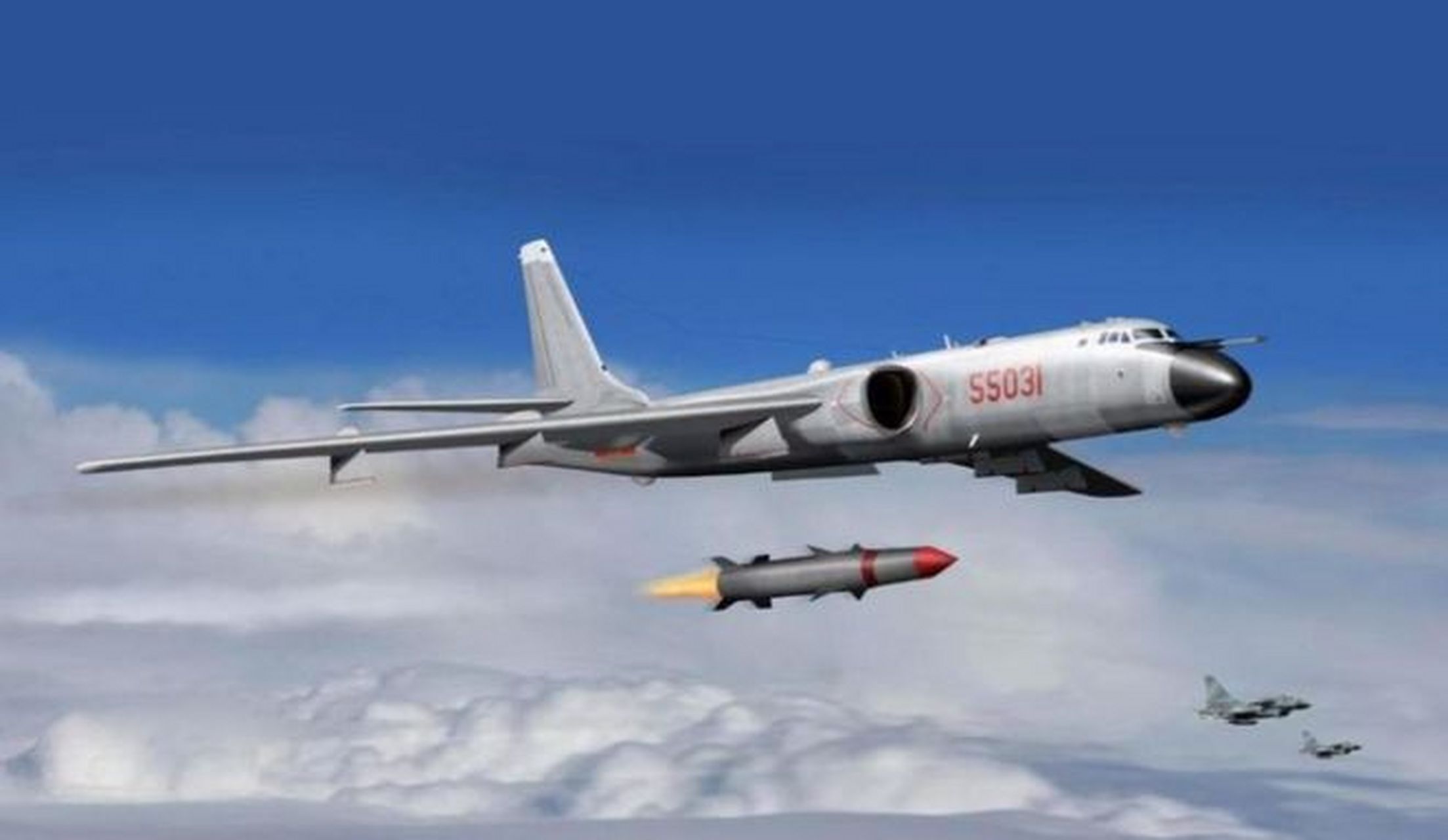 轰6k轰炸机是目前解放军装备数量最多的现代化轰炸机,升级了火控系统