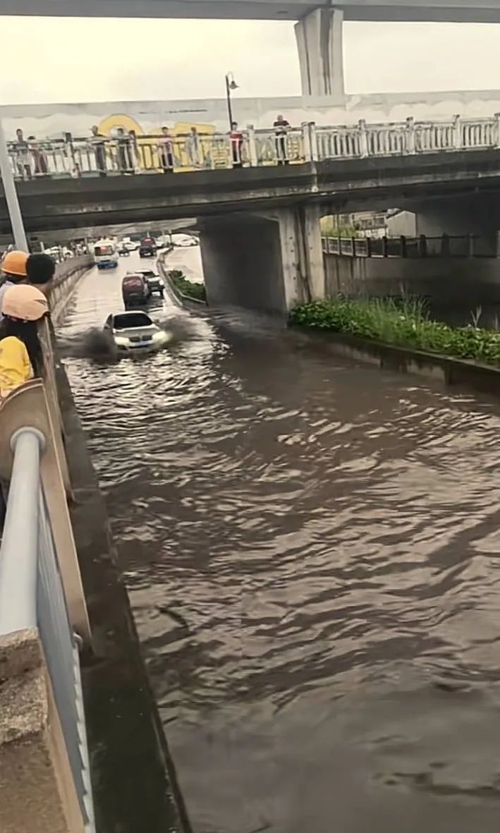 遭殃!寧波一寶馬車積水裡衝橋洞被淹!