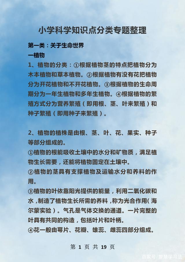 以下是小学科学的一些主要知识点