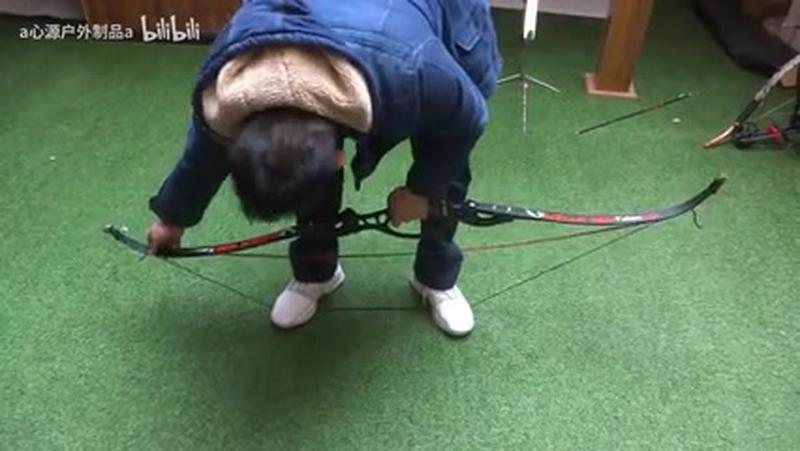 上弦绳使用方法反曲弓上弦,科学,科普,好看视频