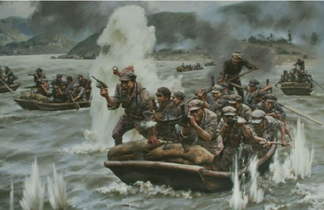 红军渡过风溪河渡口图片