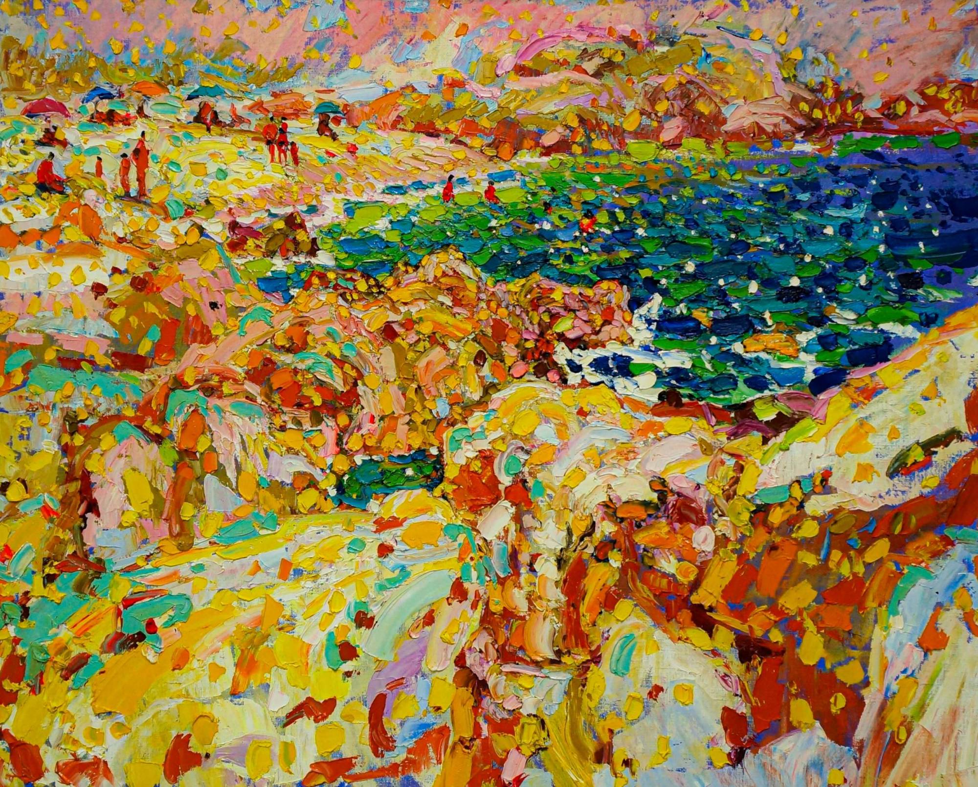 凌乱的小笔触,色调舒缓,丰富艳丽的色彩油画,美极了