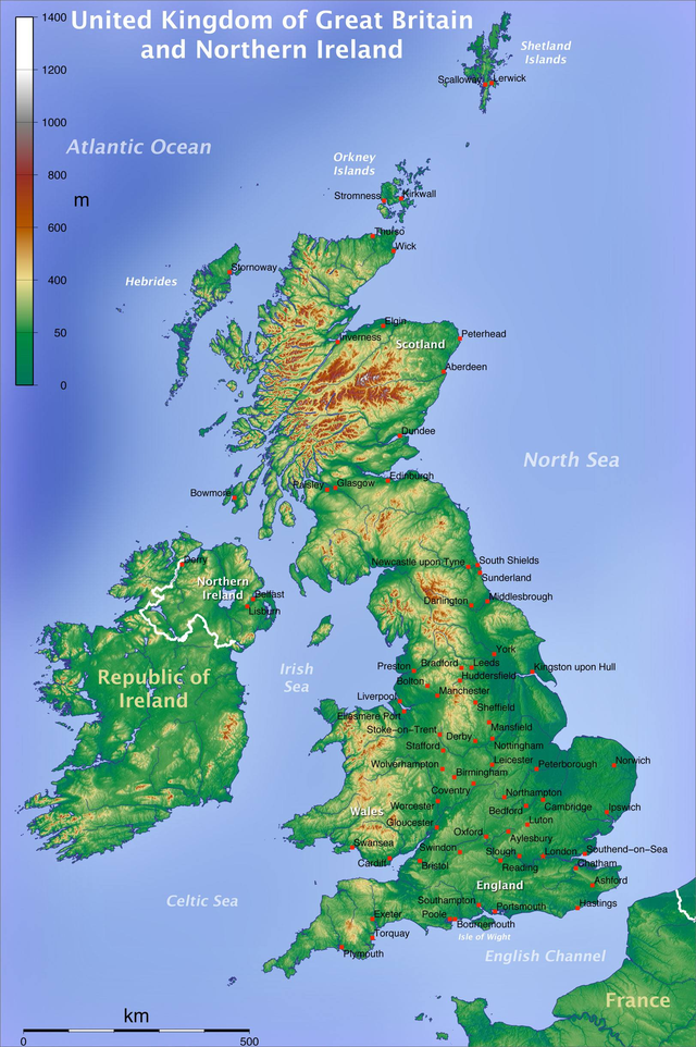 英國政區及地形圖